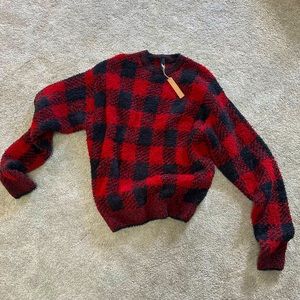 Skims Brick Buffalo Check Pullover Sweater